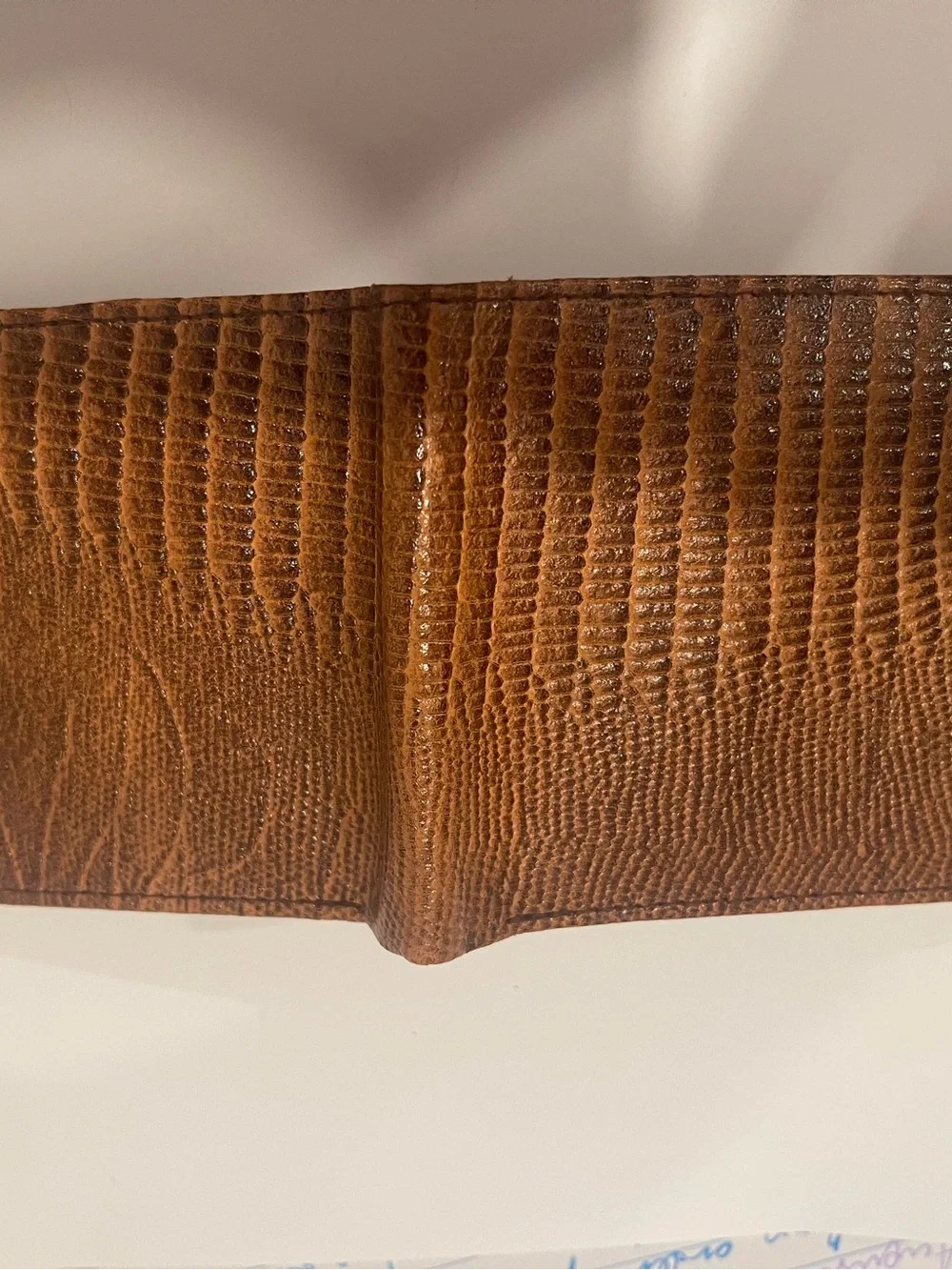 Brown Lizard Embossed Leather Bifold Wallet handcrafted